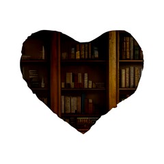 Books Book Shelf Shelves Knowledge Book Cover Gothic Old Ornate Library Standard 16  Premium Heart Shape Cushions by Maspions
