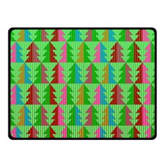 Trees Pattern Retro Pink Red Yellow Holidays Advent Christmas Fleece Blanket (small) by Maspions