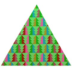 Trees Pattern Retro Pink Red Yellow Holidays Advent Christmas Wooden Puzzle Triangle by Maspions