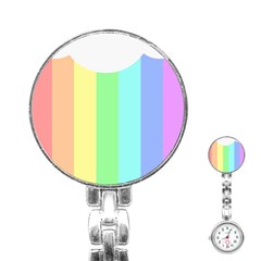 Rainbow Cloud Background Pastel Template Multi Coloured Abstract Stainless Steel Nurses Watch by Maspions