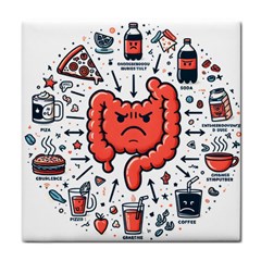 Health Gut Health Intestines Colon Body Liver Human Lung Junk Food Pizza Tile Coaster by Maspions