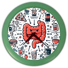 Health Gut Health Intestines Colon Body Liver Human Lung Junk Food Pizza Color Wall Clock by Maspions