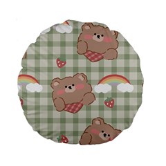 Bear Cartoon Pattern Strawberry Rainbow Nature Animal Cute Design Standard 15  Premium Round Cushions