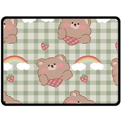 Bear Cartoon Pattern Strawberry Rainbow Nature Animal Cute Design Two Sides Fleece Blanket (large)