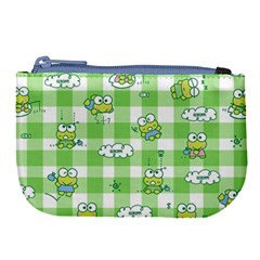 Frog Cartoon Pattern Cloud Animal Cute Seamless Large Coin Purse by Bedest