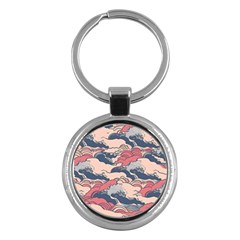 Waves Ocean Sea Water Pattern Rough Seas Digital Art Nature Nautical Key Chain (round)