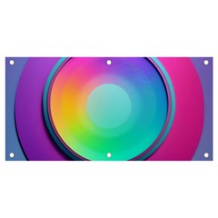 Circle Colorful Rainbow Spectrum Button Gradient Psychedelic Art Banner And Sign 4  X 2 