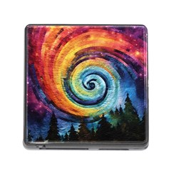 Cosmic Rainbow Quilt Artistic Swirl Spiral Forest Silhouette Fantasy Memory Card Reader (square 5 Slot)