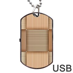 Wooden Wickerwork Texture Square Pattern Dog Tag Usb Flash (two Sides) by Maspions