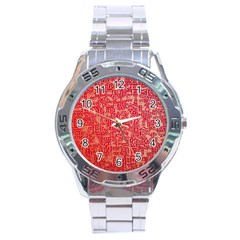 Chinese Hieroglyphs Patterns, Chinese Ornaments, Red Chinese Stainless Steel Analogue Watch by nateshop