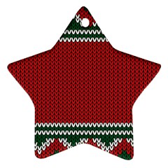 Christmas Pattern, Fabric Texture, Knitted Red Background Star Ornament (two Sides) by nateshop