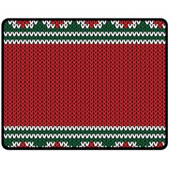 Christmas Pattern, Fabric Texture, Knitted Red Background Fleece Blanket (medium) by nateshop