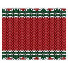 Christmas Pattern, Fabric Texture, Knitted Red Background Two Sides Premium Plush Fleece Blanket (teen Size) by nateshop