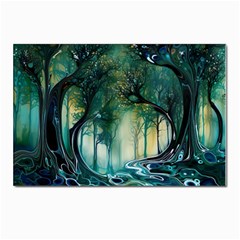 Trees Forest Mystical Forest Background Landscape Nature Postcards 5  X 7  (pkg Of 10) by Maspions