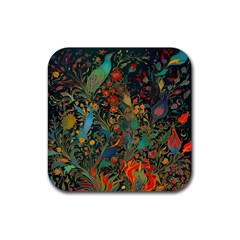 Flowers Trees Forest Mystical Forest Nature Background Landscape Rubber Coaster (square) by Maspions