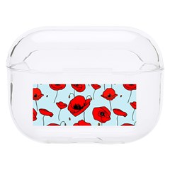 Poppies Flowers Red Seamless Pattern Hard Pc Airpods Pro Case by Maspions