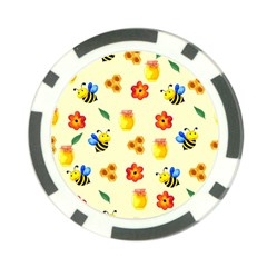 Seamless Honey Bee Texture Flowers Nature Leaves Honeycomb Hive Beekeeping Watercolor Pattern Poker Chip Card Guard (10 Pack)