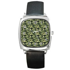 Camouflage Pattern Square Metal Watch