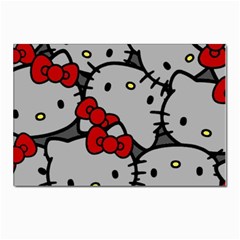 Hello Kitty, Pattern, Red Postcard 4 x 6  (pkg Of 10) by nateshop