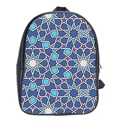 Islamic Ornament Texture, Texture With Stars, Blue Ornament Texture School Bag (xl) by nateshop