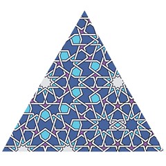 Islamic Ornament Texture, Texture With Stars, Blue Ornament Texture Wooden Puzzle Triangle by nateshop
