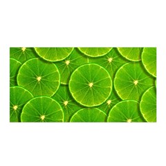 Lime Textures Macro, Tropical Fruits, Citrus Fruits, Green Lemon Texture Satin Wrap 35  X 70  by nateshop