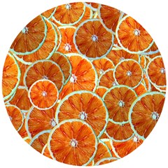 Oranges Patterns Tropical Fruits, Citrus Fruits Wooden Puzzle Round by nateshop