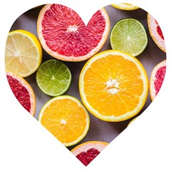 Oranges, Grapefruits, Lemons, Limes, Fruits Wooden Puzzle Heart by nateshop
