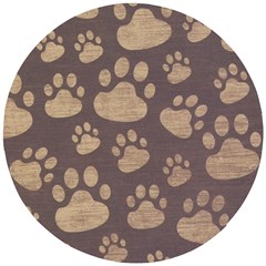 Paws Patterns, Creative, Footprints Patterns Wooden Puzzle Round by nateshop