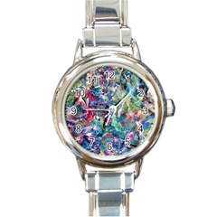 Abstract Confluence Round Italian Charm Watch by kaleidomarblingart