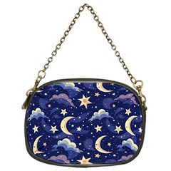 Night Moon Seamless Background Stars Sky Clouds Texture Pattern Chain Purse (one Side)
