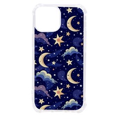 Night Moon Seamless Background Stars Sky Clouds Texture Pattern Iphone 13 Mini Tpu Uv Print Case