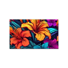 Hibiscus Flowers Colorful Vibrant Tropical Garden Bright Saturated Nature Sticker (rectangular)
