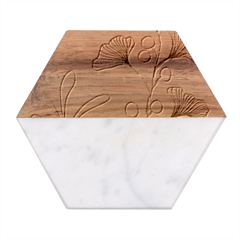 Flower Paint Flora Nature Plant Marble Wood Coaster (hexagon) 