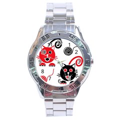 Cat Little Ball Animal Stainless Steel Analogue Watch by Maspions