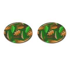 Leaves Foliage Pattern Oak Autumn Cufflinks (oval) by Maspions