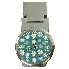 Drawing Flowers Meadow White Money Clip Watches