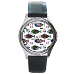Fish Abstract Colorful Round Metal Watch