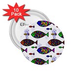 Fish Abstract Colorful 2.25  Buttons (10 pack) 