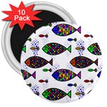 Fish Abstract Colorful 3  Magnets (10 pack) 