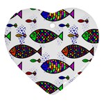 Fish Abstract Colorful Heart Ornament (Two Sides)