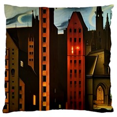 Sci-fi Futuristic Science Fiction City Neon Scene Artistic Technology Machine Fantasy Gothic Town Bu Large Premium Plush Fleece Cushion Case (one Side) by Posterlux