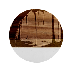 Nature Swamp Water Sunset Spooky Night Reflections Bayou Lake Marble Wood Coaster (round) by Posterlux