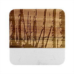 Woodland Woods Forest Trees Nature Outdoors Mist Moon Background Artwork Book Marble Wood Coaster (square) by Posterlux