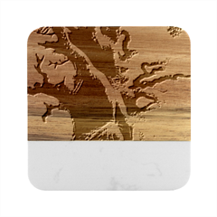 Outdoors Night Full Moon Setting Scene Woods Light Moonlight Nature Wilderness Landscape Marble Wood Coaster (square) by Posterlux