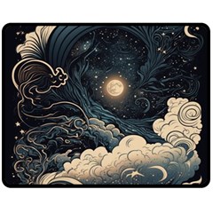 Starry Sky Moon Space Cosmic Galaxy Nature Art Clouds Art Nouveau Abstract Fleece Blanket (medium) by Posterlux
