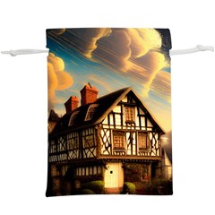 Village House Cottage Medieval Timber Tudor Split Timber Frame Architecture Town Twilight Chimney Lightweight Drawstring Pouch (xl) by Posterlux