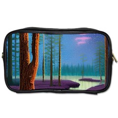 Artwork Outdoors Night Trees Setting Scene Forest Woods Light Moonlight Nature Toiletries Bag (two Sides) by Posterlux