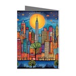 City New York Nyc Skyscraper Skyline Downtown Night Business Urban Travel Landmark Building Architec Mini Greeting Cards (Pkg of 8) Left