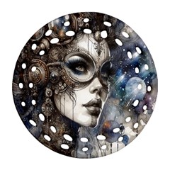 Woman In Space Round Filigree Ornament (two Sides)